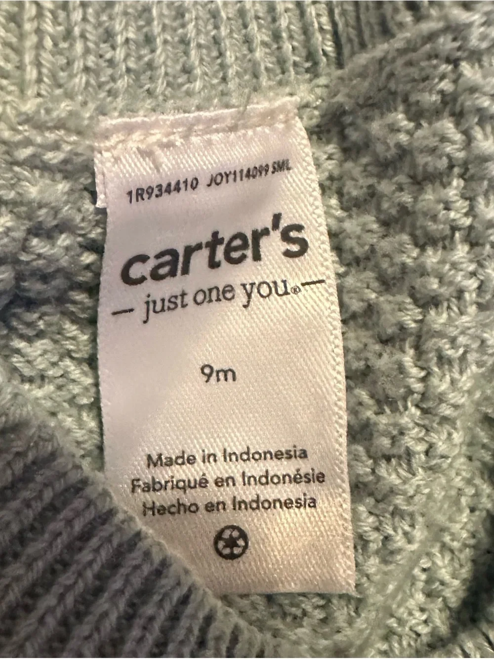 Carter's Mint Green Knit Baby Romper